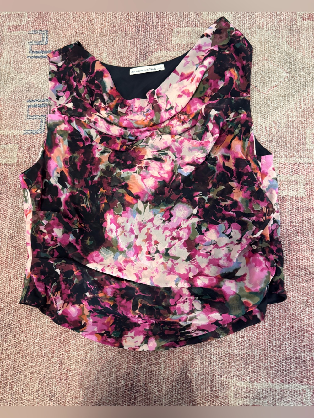Abercrombie & fitch abstract floral draped sleeveless lined top sz large